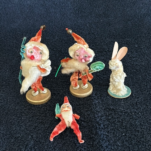 Elf/Gnome Chenille and Pine Cone Christmas Decorations. Vintage Circa 1930-1950 - Picture 9 of 14